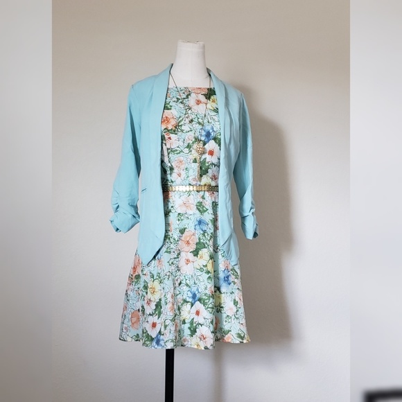 3 for $20 Forever 21 Floral Teal dress - Picture 1 of 3